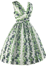 Vintage 1950s Trailing Blue Roses Swiss Dot Dress- New!