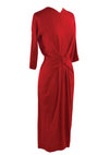 Dramatic 1940s Red Crepe Sculptured Dress- New!