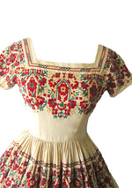 Vintage 1950s Cream Embroidered Cotton Dress  - New! (On hold)