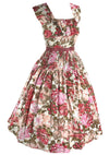 Vintage 1950s Pink Novelty Floral Cotton Dress- New!