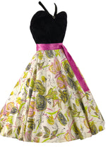 1950s Green Roses, Pink Butterflies & Glitter Skirt - New!