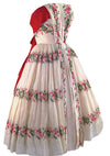 1950s Designer Floral Embroidered Organdie Dress - New!
