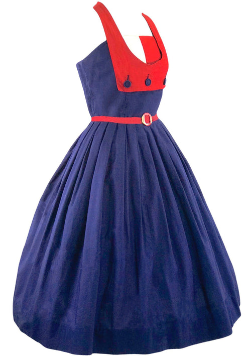 1950s Dramatic Sailor Cotton Designer Dress - New!