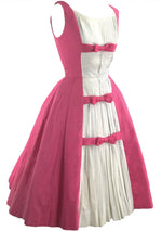 Vintage 1950s Pink & White Cotton Susy Perette Dress- New!