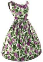Original 1950s Lilac Roses Cotton Dress - New!