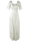 1970s Young Edwardian Look White Cotton Maxi Dress- New!