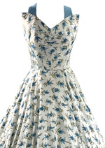 1950s Blue Delphinium Print Sundress Ensemble  - New!