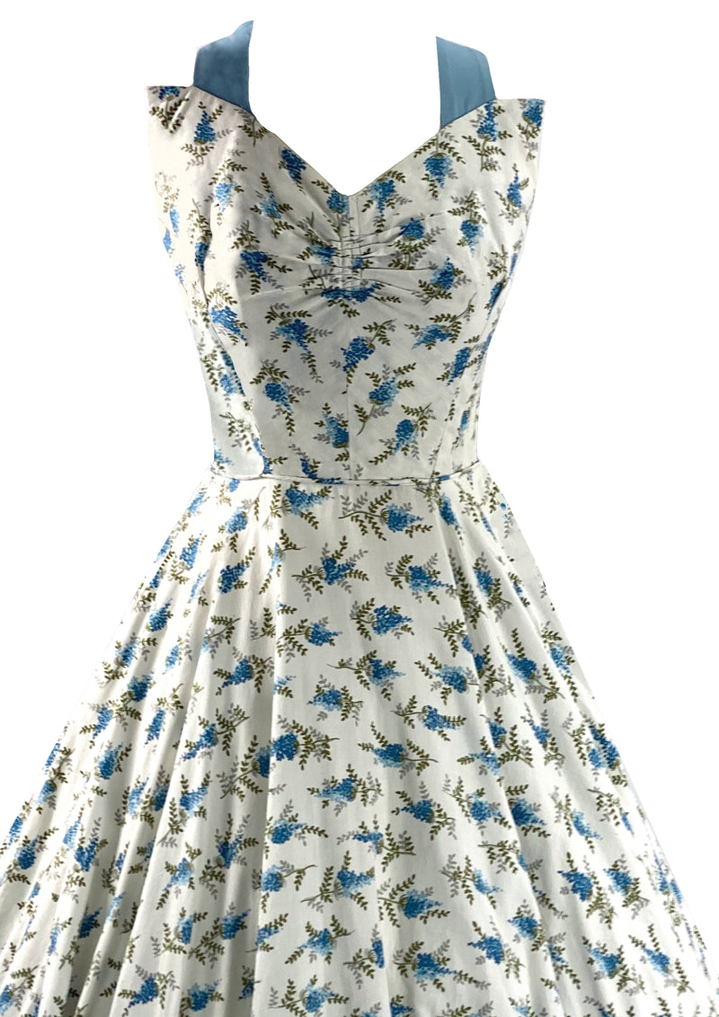 1950s Blue Delphinium Print Sundress Ensemble  - New!