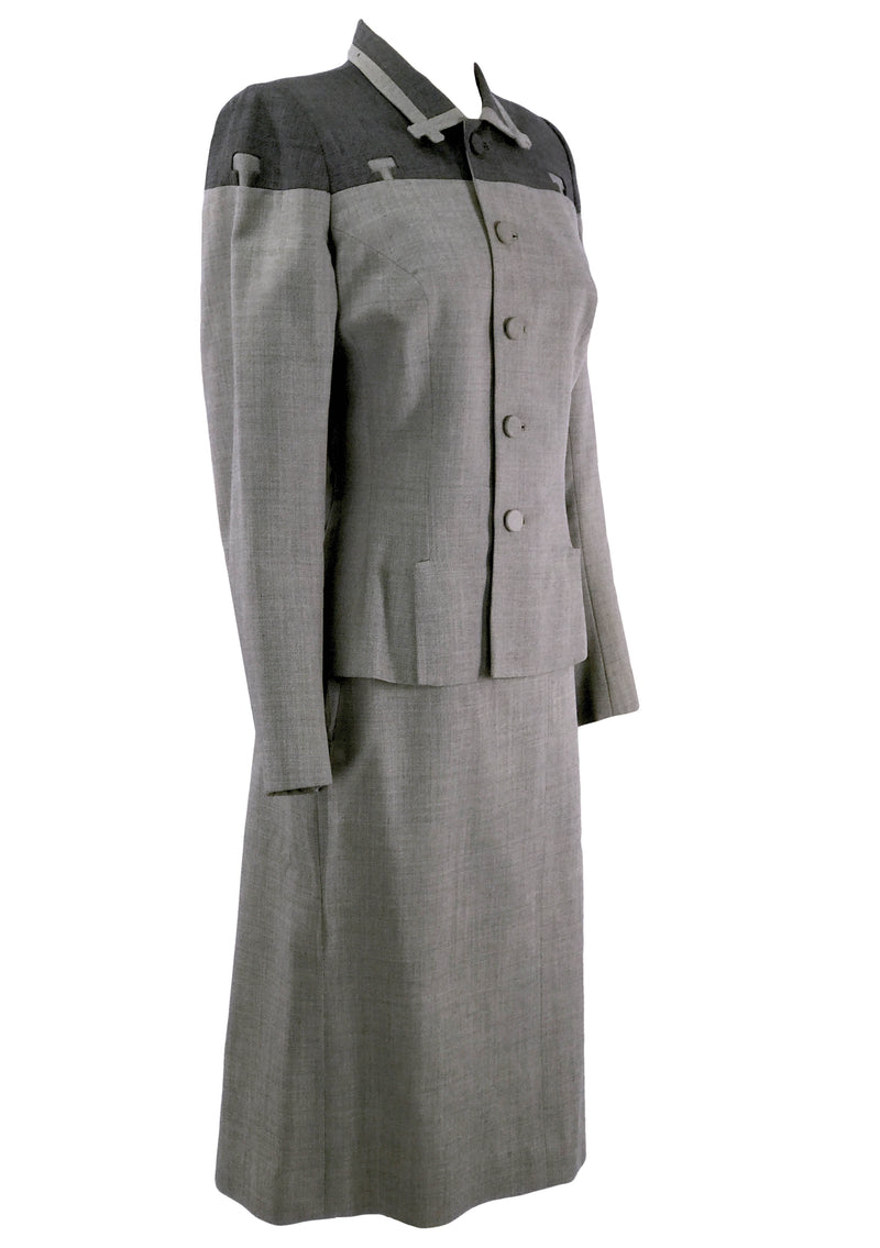 Couture 1940s Charcoal Lilli Ann Fine Weave Wool Suit - New!