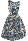 Vintage 1950s Purple & Blue Rose Print Dress- New!
