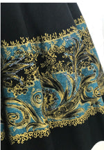 Vintage 1950s Black Painted Wool Felt Skirt - New!