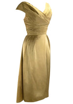 Stunning 1950s Liquid Gold Satin Party Dress- New!