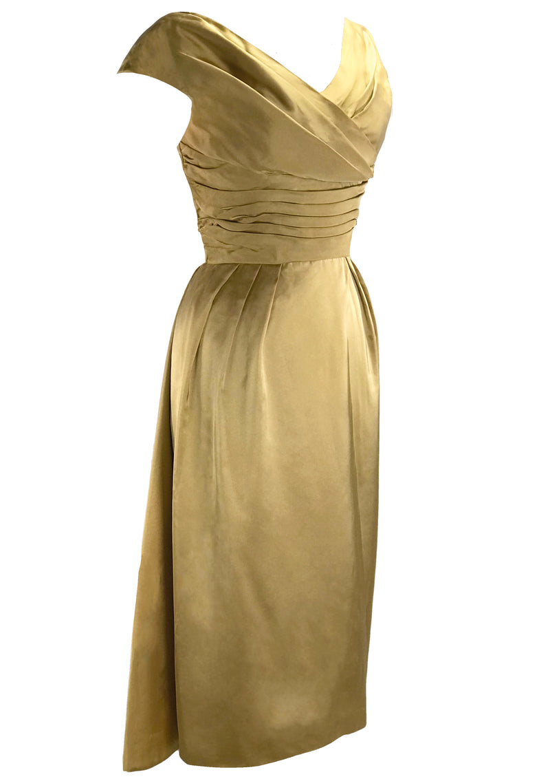 Stunning 1950s Liquid Gold Satin Party Dress- New!