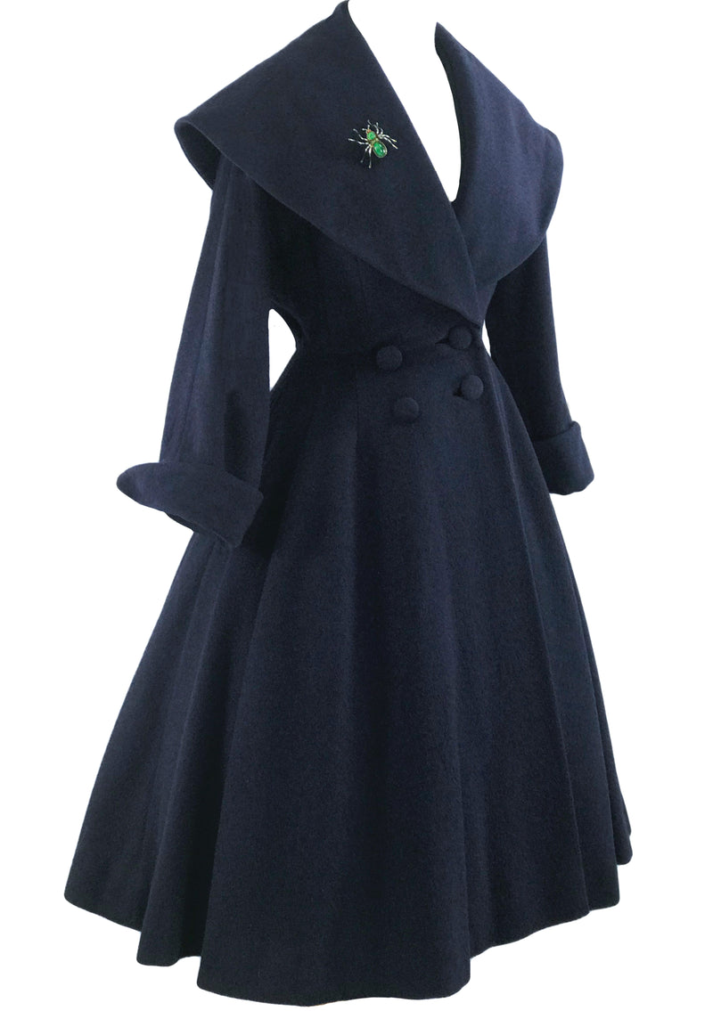Rare 1950s Navy Blue Lilli Ann Designer Princess Coat- New!