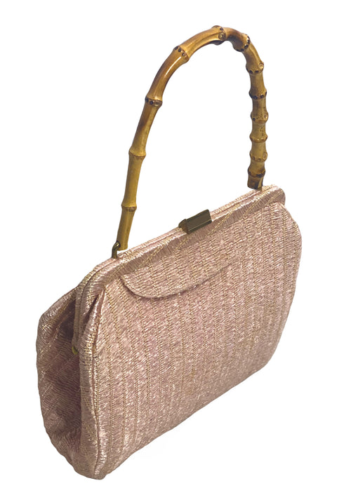 Vintage 1950s - 1960s Pink Raffia Handbag-  New!