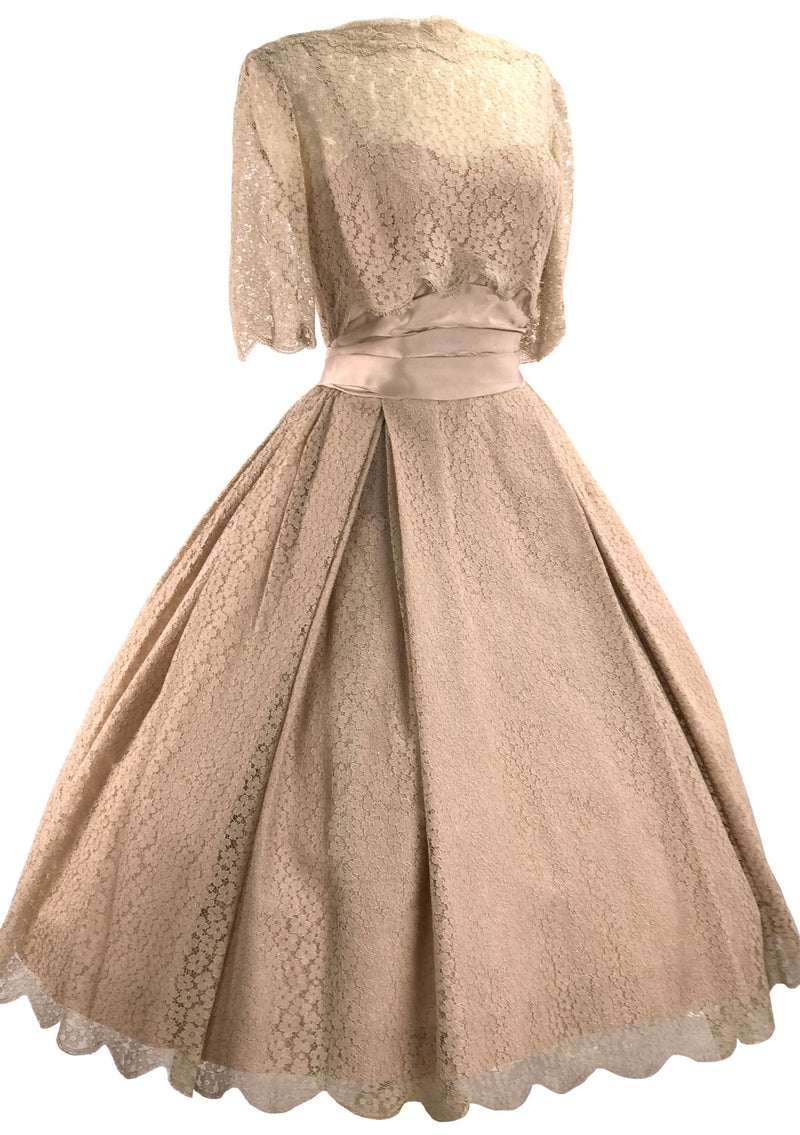 1950s Carlye Designer Mushroom Pink Lace Party Dress - New!