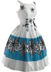 1950s Vicki Vaughn Pique Cotton Floral Border Dress - New!