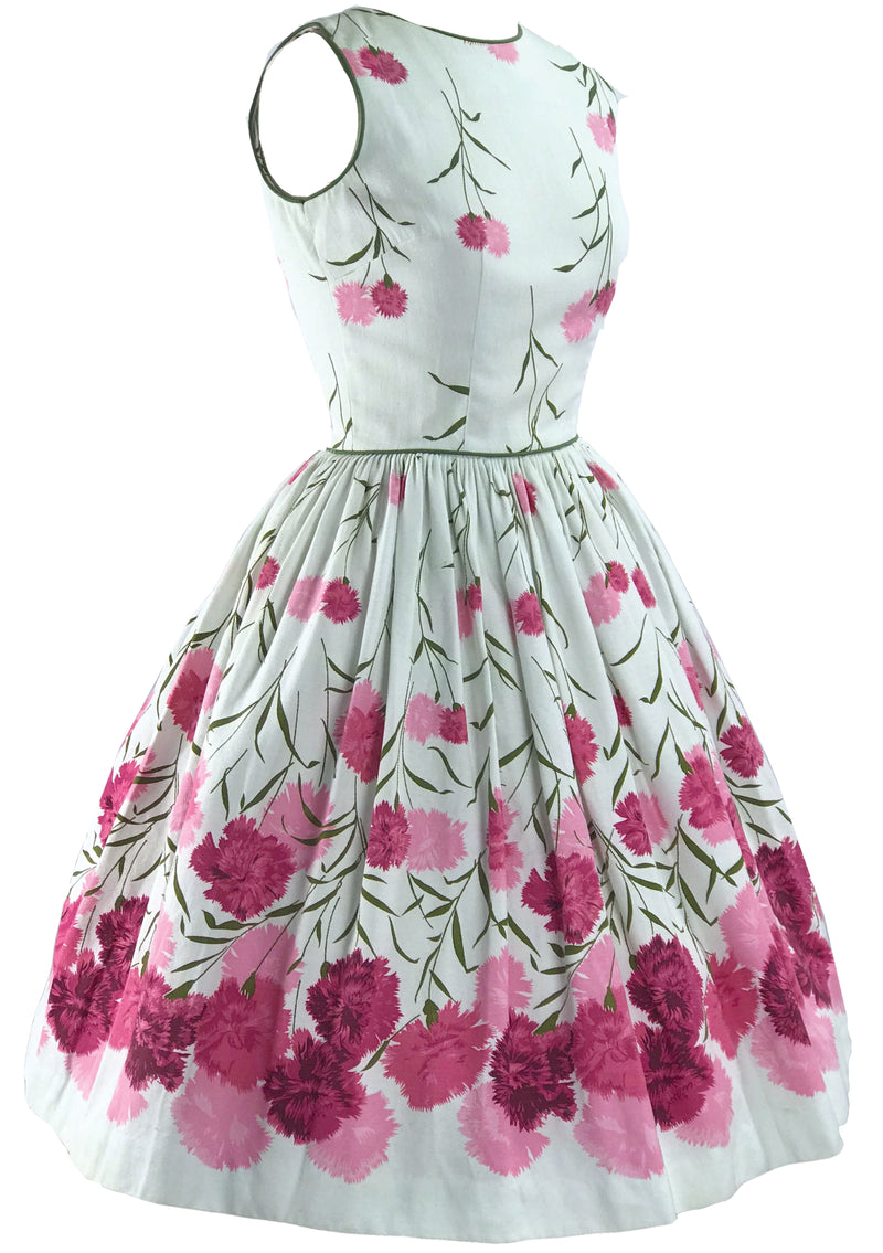 Vintage 1950s Pink Carnations Pique Dress - New! (SOLD)