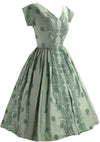 Lovely 1950s Mint Green Cotton Embroidered Dress- New!