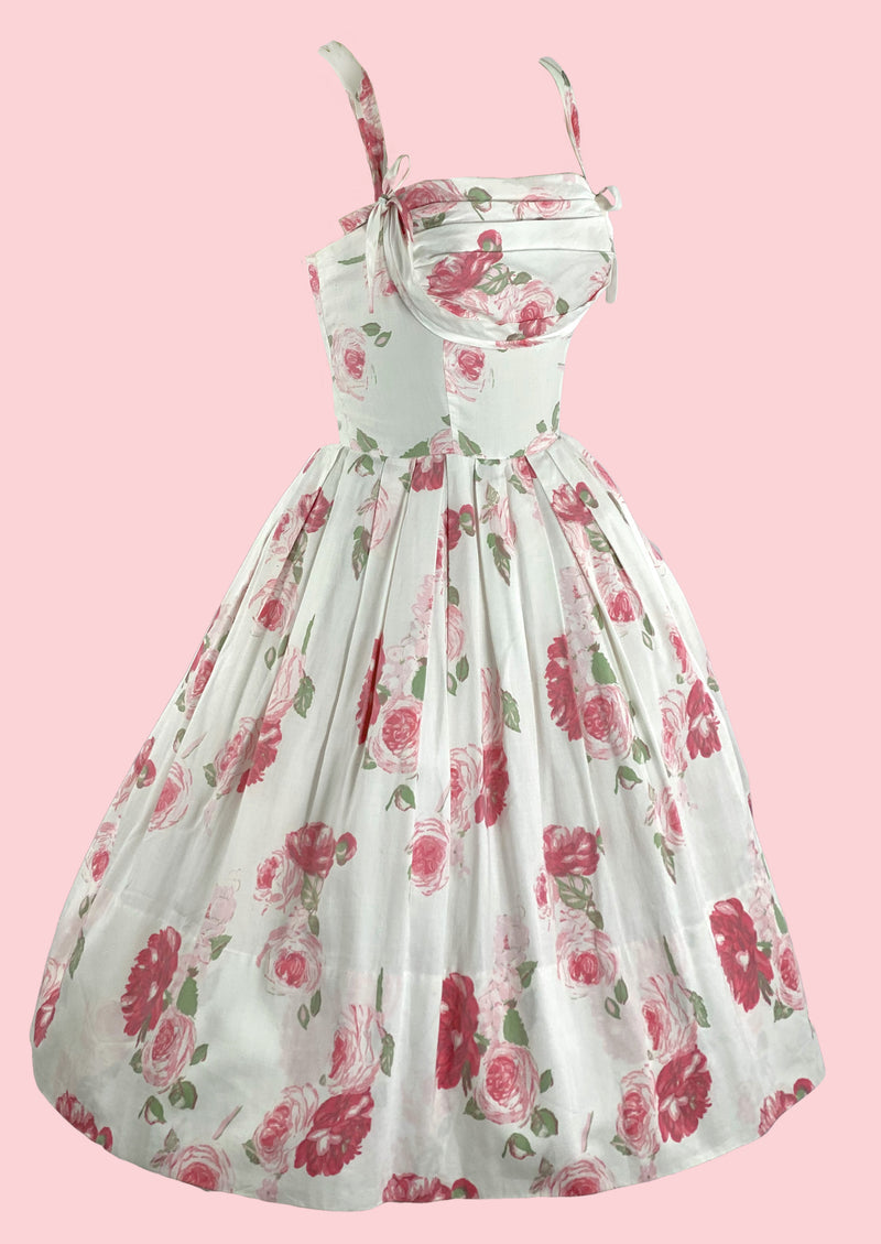 1950s Muted Pink Roses Floral Sundress- New!