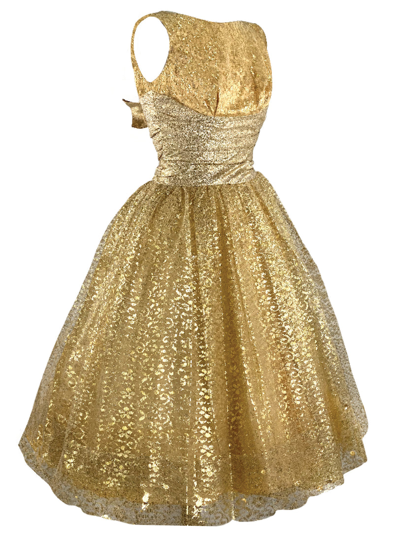 Vintage 1950s Gold Lace Dress with Lamé - New! (SOLD)