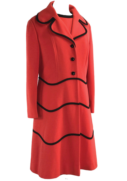 Vintage 1960s Designer Red and Black Ensemble- New!