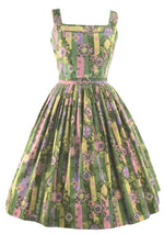 Vintage 1950s Gelato Coloured Stripes Novelty Dress - New!