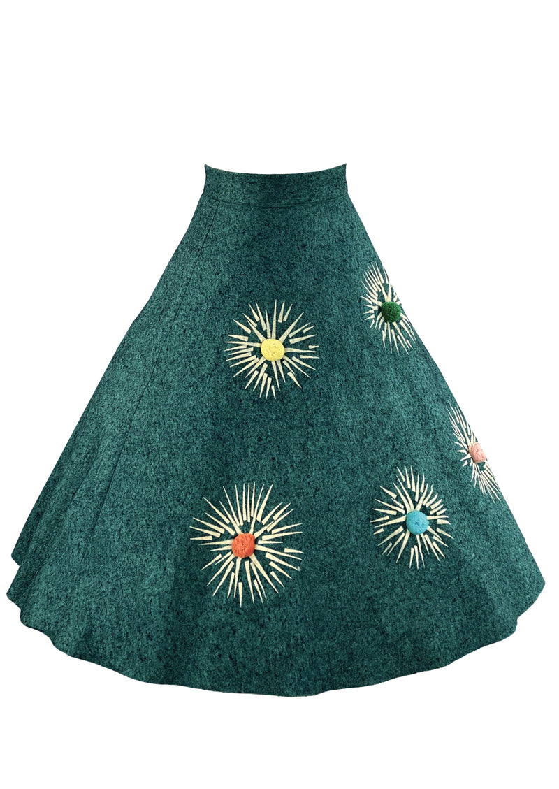 Vintage 1950s Turquoise Flecked Skirt with Starbursts - NEW!