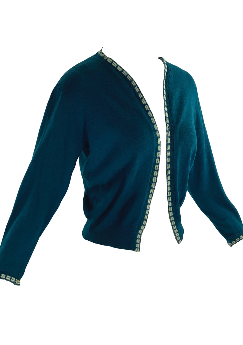 Vintage 1950s Prussian Blue Cardigan- New! (ON HOLD)