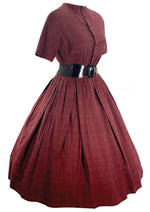 Late 1950s to Early 1960s Red Plaid Cotton Dress- New!