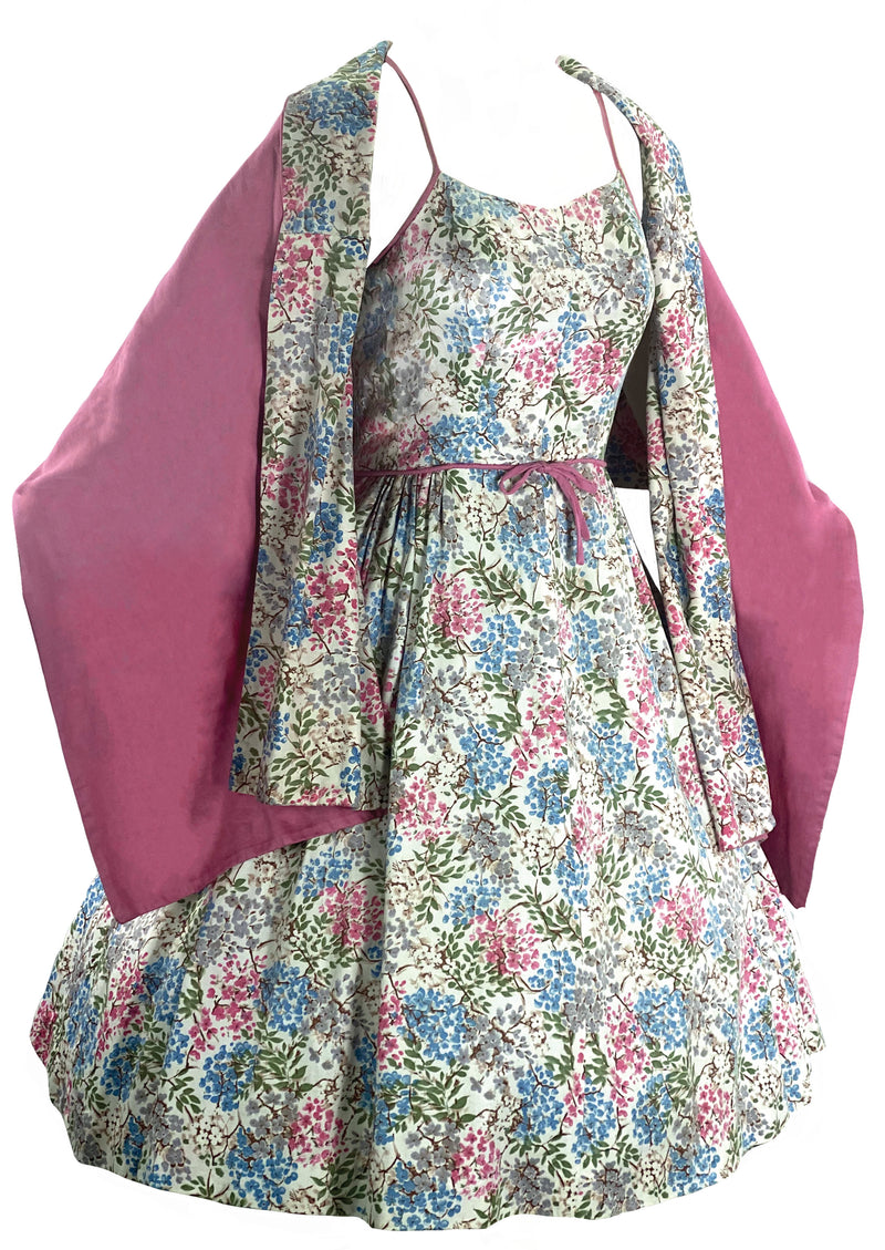 Late 1950s British Designer Dress and Wrap Ensemble- New!