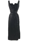Late 1950s Early 1960s Designer Black Sequin Cocktail Dress - New!