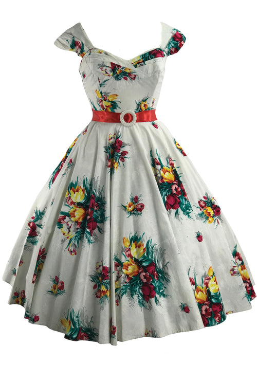 Vintage 1950s Tulip Print Dress & Bolero- New! (RESERVED)