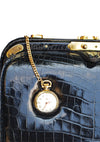 RARE Lederer 60's Designer Pocket Watch Crocodile Handbag- New