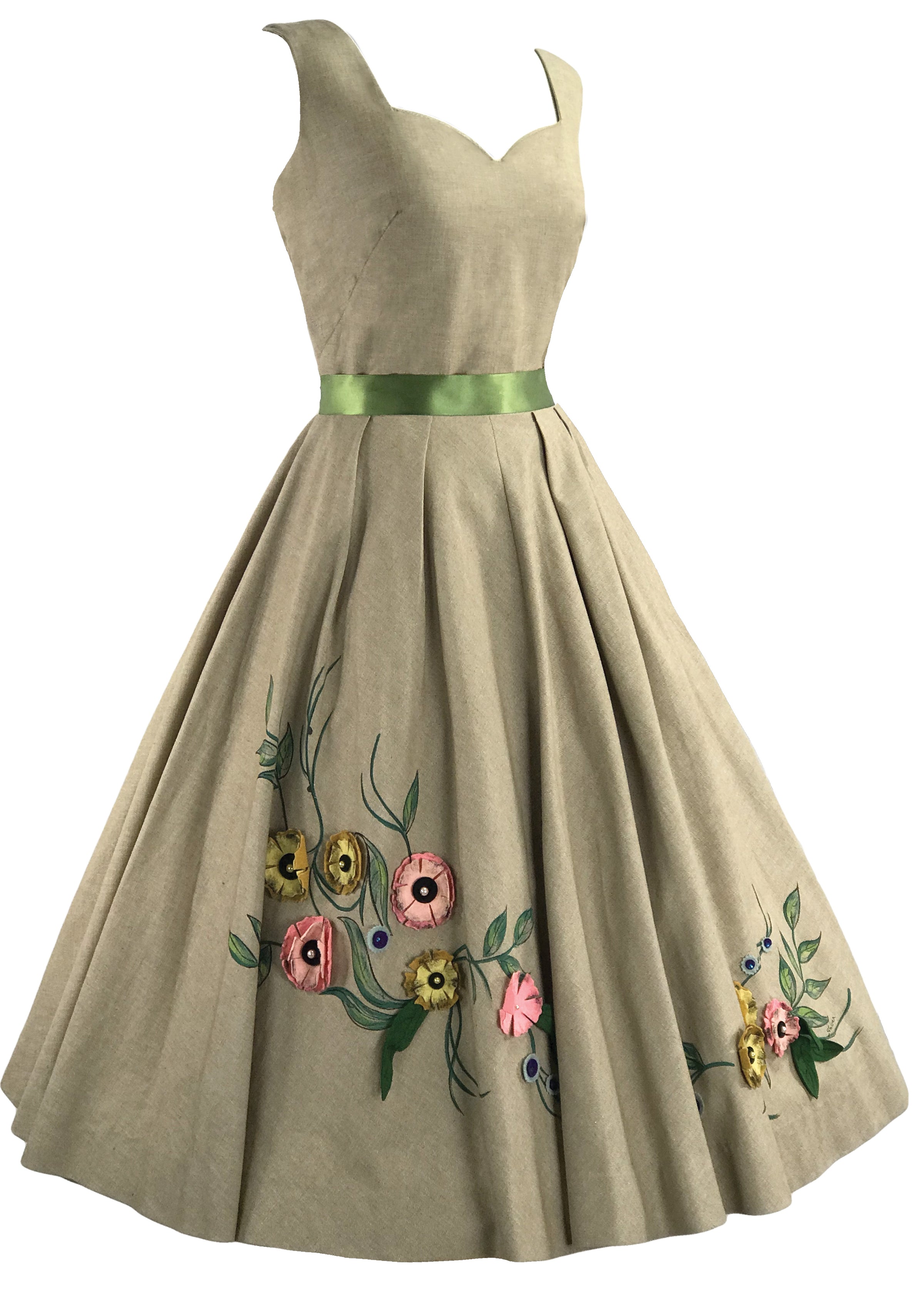 Vintage 1950s Marjorie Montgomery Applique Dress- New! Coutura Vintage Vintage 1950s Marjorie Montgomery Applique Dress- New! Coutura Vintage