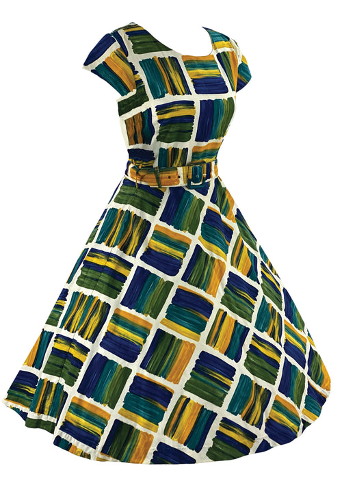 Late 1950s Early 1960s Paint Splatters Cotton Dress  - NEW!