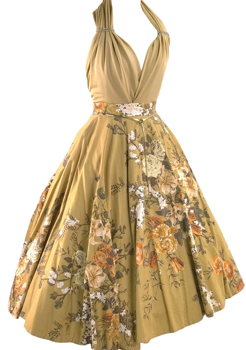 Vintage 1950s Golden Floral Bouquet Skirt - New!