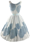 Vintage 1950s Muted Blue and White Cotton Dress- New!