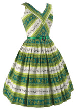 1950s Toni Todd Green Cotton Stripe Dress- New!