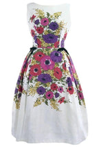 Late 1950s Anemone Border Print Pique Cotton Dress- New!