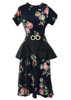 Stunning 1940s Roses Floral Rayon Crepe Dress - New!