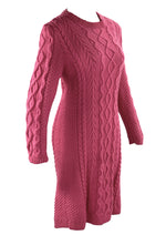 Vintage 1980s Rouge Pink Cable Knit Dress- NEW!