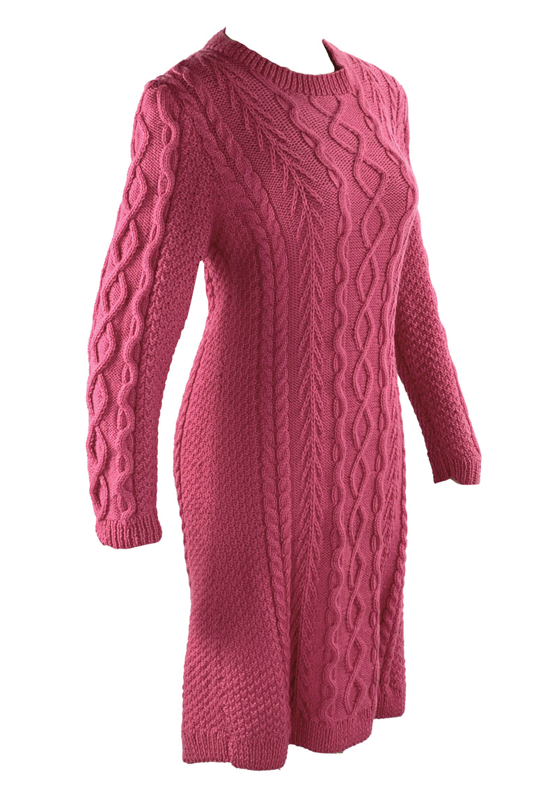 Vintage 1980s Rouge Pink Cable Knit Dress- NEW!
