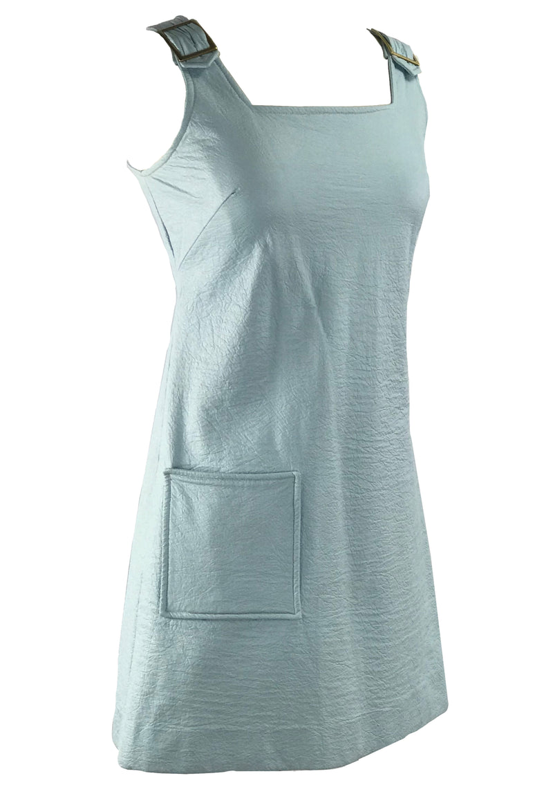 Super Cool 1960s Blue Vinyl Mod Dress - New!