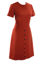 Vintage 1960s Brick Red Wool Designer Dress- New!