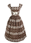 Vintage 1950s Brown and White Horrockses Designer Dress- New!
