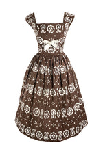 Vintage 1950s Brown and White Horrockses Designer Dress- New!