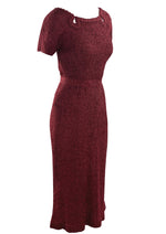 Late 1940s Merlot Ribbon Knit Dress and Jacket Ensemble - New!