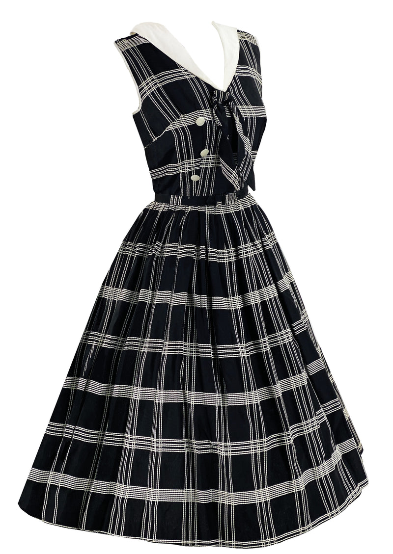 Late 1950s Early 1960s Black & White Plaid Dress- New!