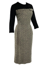 1950s Black and White Wool Designer Wiggle Dress - New!